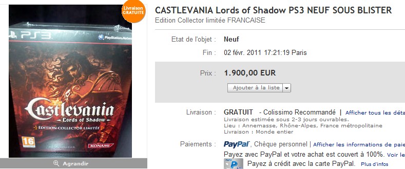 Castlevania Lords of Shadow collector sur ebay