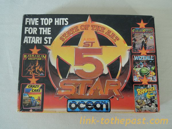 FIVE TOP HITS FOR ATARI ST : Barbarian, WizBall, Rampage, Crazy Cars, Enduro Racer